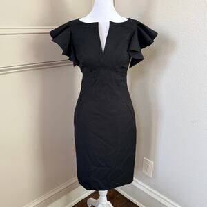 Ted Baker London Black Flutter Sleeve Pencil Dress Size US 4